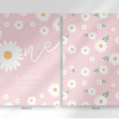Blush Pink Daisy 1e Verjaardag Uitnodiging