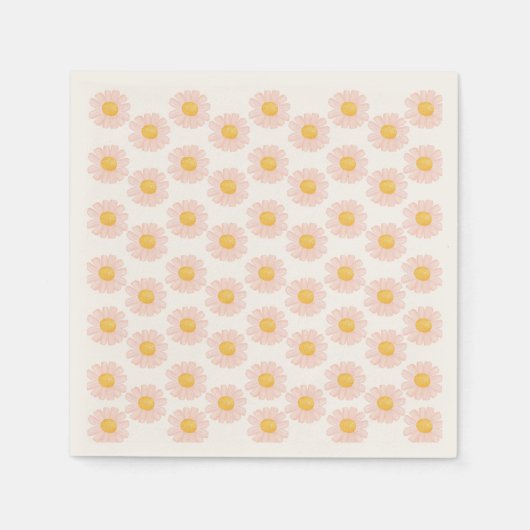 Blush Pink Daisy 1e Verjaardagsfeest Servet (Voorkant)