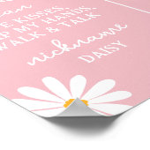Blush Pink Daisy 1st Verjaardag Mijlpaal teken Poster (Hoek)