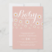 Blush Pink Daisy Baby in Bloom Shower Kaart (Voorkant)