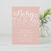 Blush Pink Daisy Baby in Bloom Shower Kaart (Staand voorkant)