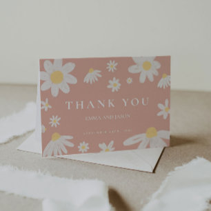 Blush Pink Daisy bedankje Notitiekaartje