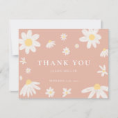 Blush Pink Daisy bedankje Notitiekaartje (Voorkant)