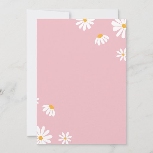 Blush Pink Daisy Eerste Verjaardag Uitnodiging (Achterkant)