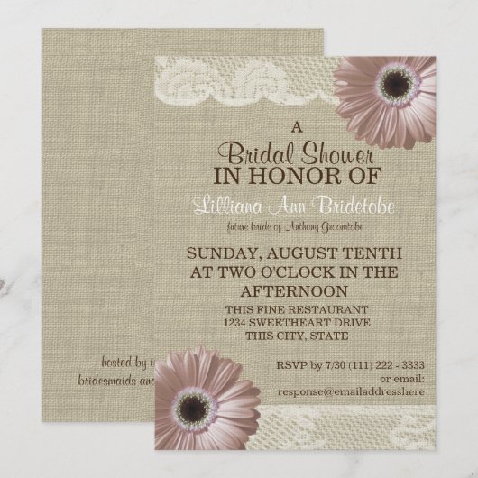 Blush Pink Daisy en Kant Vrijgezellenfeest Kaart (Voorkant / Achterkant)