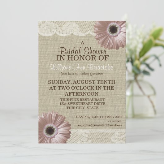 Blush Pink Daisy en Kant Vrijgezellenfeest Kaart (Staand voorkant)