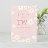 Blush Pink Daisy Floral 2e Verjaardagsfeest Kaart (Staand voorkant)