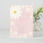Blush Pink Daisy Floral Baby in Bloom Shower Kaart (Staand voorkant)