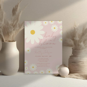Blush Pink Daisy Floral Baby in Bloom Shower Kaart
