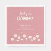 Blush Pink Daisy Floral Baby in Bloom Shower Servet (Voorkant)