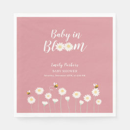 Blush Pink Daisy Floral Baby in Bloom Shower Servet
