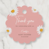 Blush Pink Daisy Floral Baby Shower Bedankjes Labels (Achterkant)