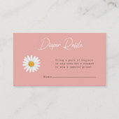Blush Pink Daisy Floral Baby Shower Diaper Raffle Informatiekaartje (Voorkant)