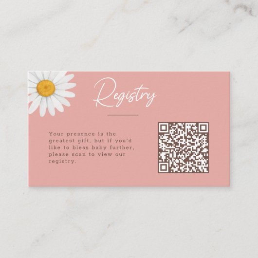 Blush Pink Daisy Floral Baby Shower Registry Informatiekaartje (Voorkant)
