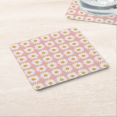 Blush Pink Daisy Floral Pattern Baby Shower Kartonnen Onderzetters (Schuin)