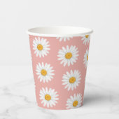 Blush Pink Daisy Floral Pattern Baby Shower Papieren Bekers (Achterkant)