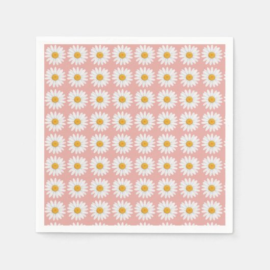 Blush Pink Daisy Floral Pattern Baby Shower Party Servet (Voorkant)