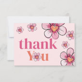 Blush Pink Daisy Flower Girl Baby Shower Flat Bedankkaart (Voorkant)