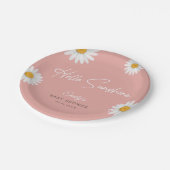 Blush Pink Daisy Hello Sunshine Baby Shower Papieren Bordje (Gekanteld)