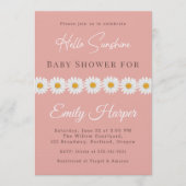 Blush Pink Daisy Hello Sunshine Floral Baby Shower Kaart (Voorkant)