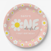 Blush Pink Daisy OneDerful 1st verjaardagsfeestje Papieren Bordje (Voorkant)