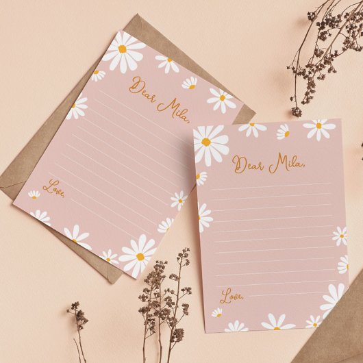 Blush Pink Daisy Time Capsule Note Message Kaart