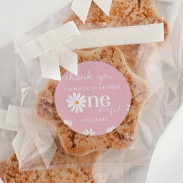 Blush Pink Daisy Verjaardag Sticker Labels