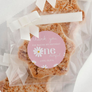 Blush Pink Daisy Verjaardag Sticker Labels
