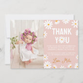 Blush Pink Daisy Verjaardagsfeestje Dank je Kaart (Voorkant)