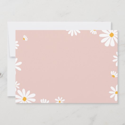 Blush Pink Daisy Verjaardagsfeestje Dank je Kaart (Achterkant)