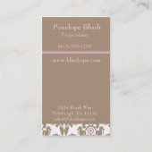 Blush Pink Damask Elegant Visitekaartje (Achterkant)