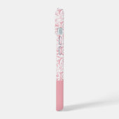 Blush Pink Damask Pattern Monogram iPhone 14 Hoesj 15 Case (Linkerkant)