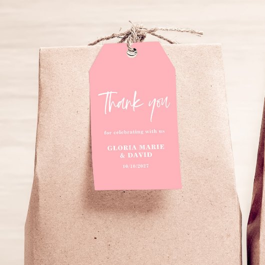 Blush Pink Dank u bruiloft Cadeaulabel