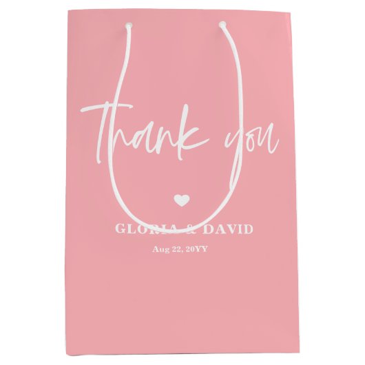 Blush Pink Dank u bruiloft Medium Cadeauzakje (Voorkant)