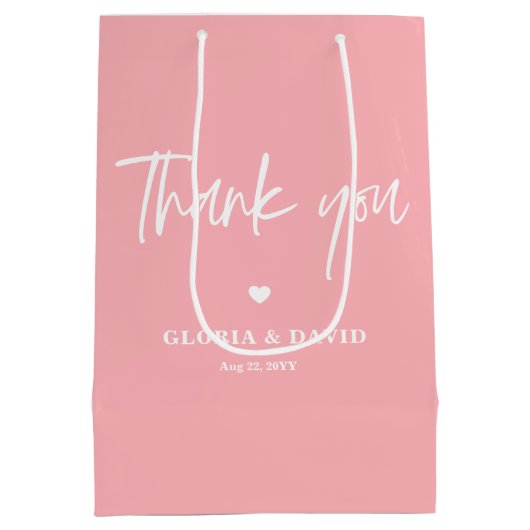 Blush Pink Dank u bruiloft Medium Cadeauzakje (Achterkant)