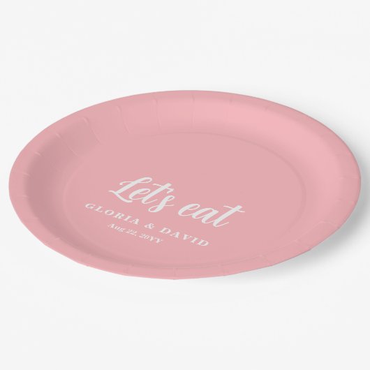 Blush Pink Dank u bruiloft Papieren Bordje (Gekanteld)