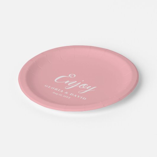 Blush Pink Dank u bruiloft Papieren Bordje (Gekanteld)