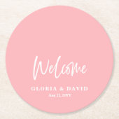 Blush Pink Dank u bruiloft Ronde Kartonnen Onderzetter (Voorkant)