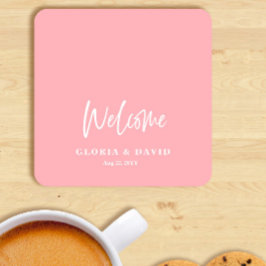 Blush Pink Dank u bruiloft Ronde Kartonnen Onderzetter