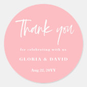 Blush Pink Dank u bruiloft Ronde Sticker (Voorkant)