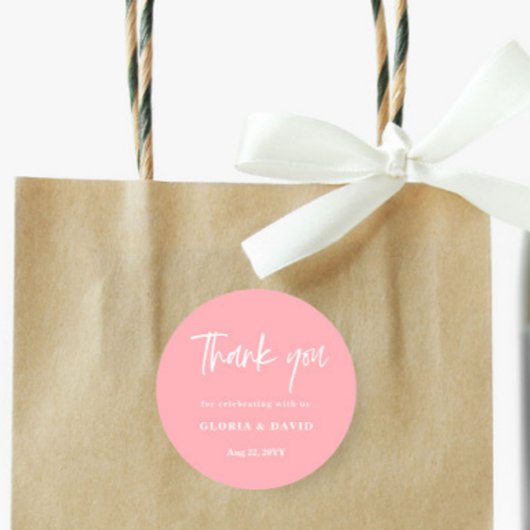 Blush Pink Dank u bruiloft Ronde Sticker