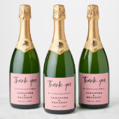 Blush Pink Dank u bruiloft Sparkling Wijnetiket (Flessen)
