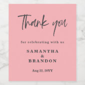 Blush Pink Dank u bruiloft Wijn Etiket (Enkel label)