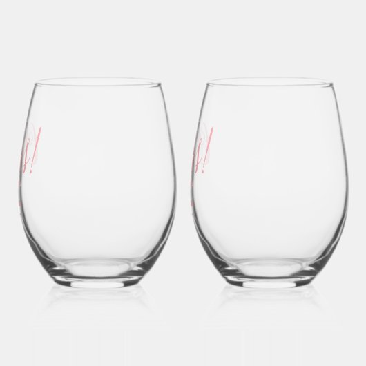 Blush Pink Dank u bruiloft Wijnglas Zonder Voet (Links)