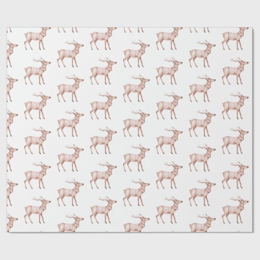 Blush Pink Deer Kerstmis Cadeaupapier (Vlak)