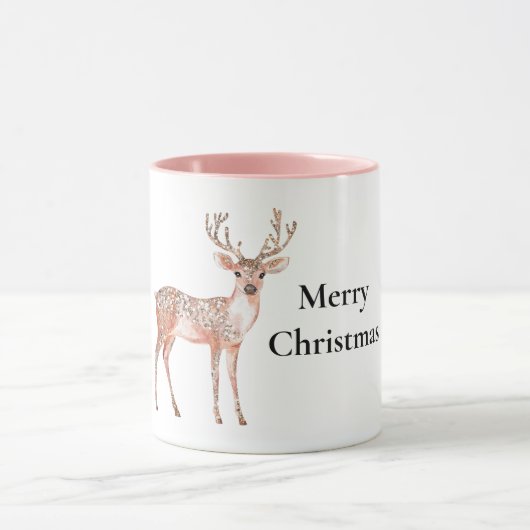 Blush Pink Deer Kerstmis Mok (Midden)