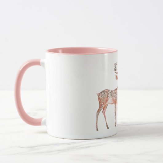 Blush Pink Deer Kerstmis Mok (Links)