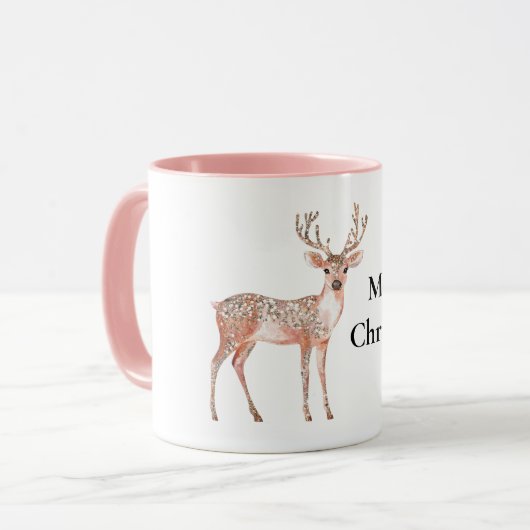 Blush Pink Deer Kerstmis Mok (Voorkant links)