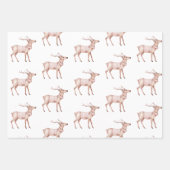 Blush Pink Deer Pine Cones Kerstbomen Inpakpapier Vel (Voorkant)