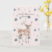 Blush Pink Deer Snowflakes Christmas Kaart (Gele Bloem)